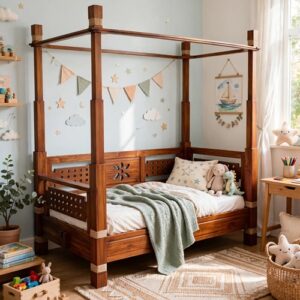 Letto baldacchino teak 0064